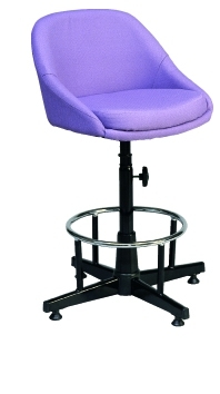 72096::CR-608::An Asahi CR-608 series stool with metal base, providing adjustable locked-screw/gas lift extension. 3-year warranty for the frame of a chair under normal application and 1-year warranty for the plastic base and accessories. Dimension (WxSL) cm : 46x63. Available in 3 seat styles: PVC Leather, PU Leather and Cotton.